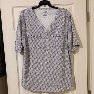 Croft & Barrow Black and White Geometric Blouse Women’s Size 1X